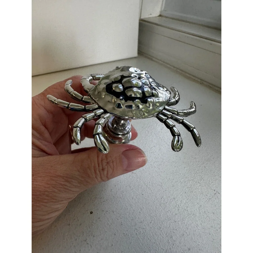 Silver Tone Crab Wine Bottle Stopper Nautical Coastal Barware Accessory